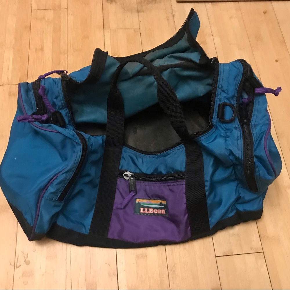 Vintage L.L. Bean Blue and Purple Duffle Bag